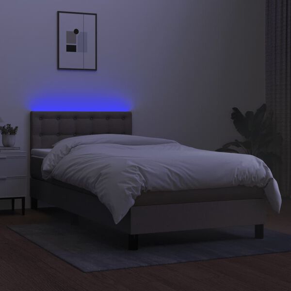 vidaXL Sommier &agrave; lattes de lit avec matelas LED Taupe 80x200 cm Tissu