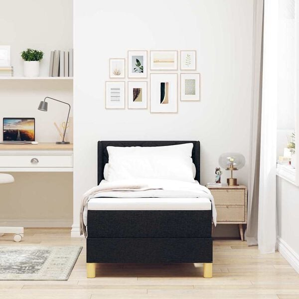 vidaXL Lit &agrave; ressorts avec matelas Noir 200 x 80 cm Polyester