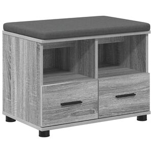vidaXL Banc d'entr&eacute;e avec coussin Gris Sonoma 60 x 38 x 46 cm
