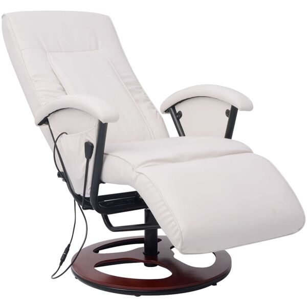 vidaXL Fauteuil de massage shiatsu Blanc Similicuir