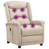 vidaXL Fauteuil &eacute;lectrique de massage Cr&egrave;me Tissu microfibre