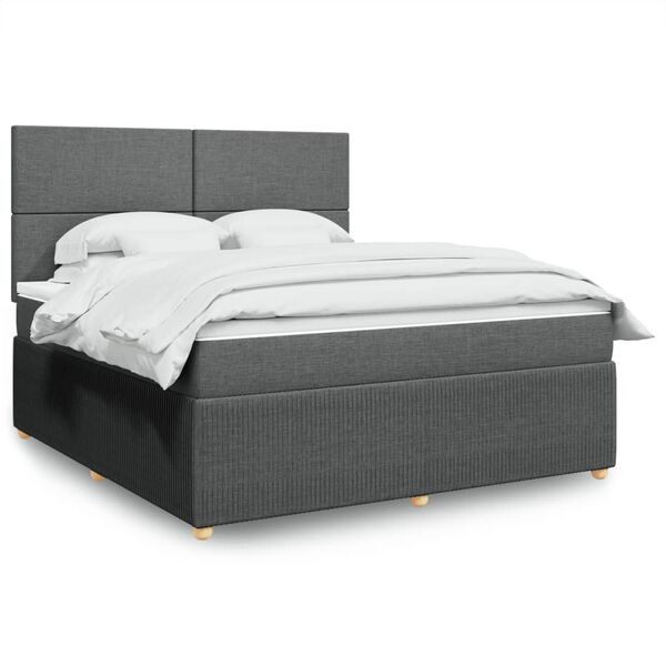 vidaXL Sommier &agrave; lattes de lit avec matelas Gris fonc&eacute; 180x200cm Tissu