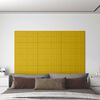 vidaXL Panneaux muraux 12 pcs Jaune 60x30 cm Velours 2,16 m²