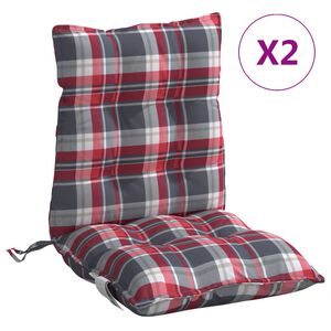 vidaXL Coussins de chaise &agrave; dossier bas lot de 2 motif carreaux rouge