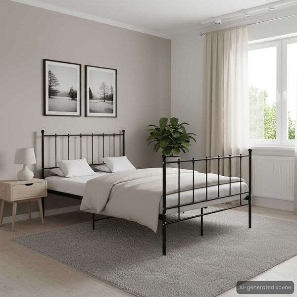 vidaXL Cadre de lit sans matelas noir m&eacute;tal 120x200 cm