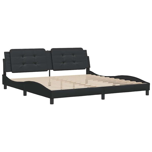 vidaXL Cadre de lit sans matelas Zadar noir 200x200 cm similicuir