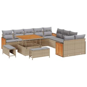 vidaXL Ensemble de canap&eacute; de jardin 13 pc 13 place Beige et Gris clair