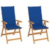 vidaXL Chaises pliantes (lot de 2) avec coussins bleu roi, en bois de teck massif