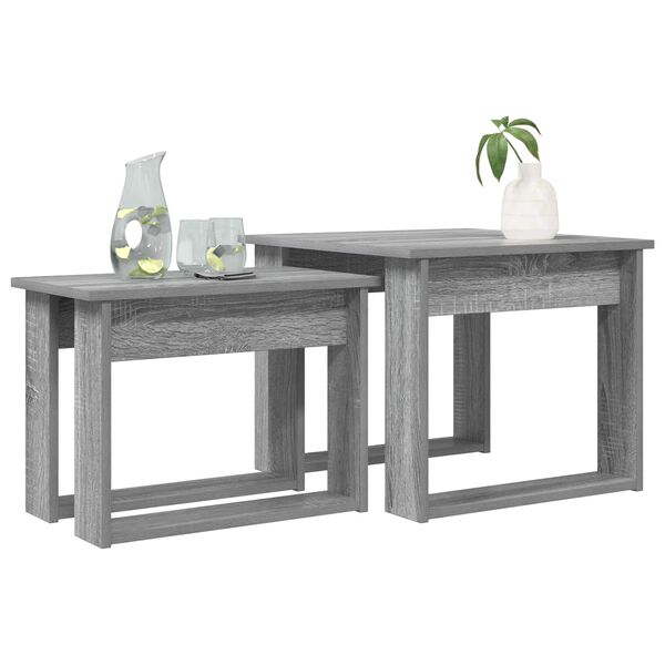 vidaXL Ensemble de tables basses 2 pcs Gris Sonoma Bois d'ing&eacute;nierie