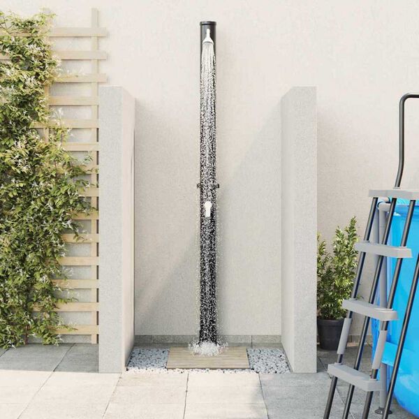 vidaXL Douche solaire extérieure Noir 217 cm PVC et aluminium