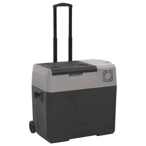 vidaXL Glaci&egrave;re avec roue et poign&eacute;e noir et gris 30 L polypropyl&egrave;ne