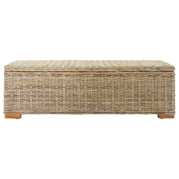 vidaXL Bo&icirc;te de rangement 110 cm Rotin kubu naturel et acajou solide