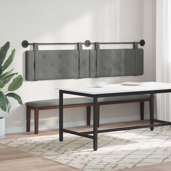 vidaXL T&ecirc;te de lit suspendue Gris fonc&eacute; 210 x 55 x 5 cm Velours