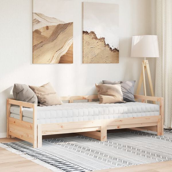 vidaXL Lit de jour et lit gigogne et matelas 90x190 cm bois pin massif