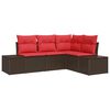 vidaXL Ensemble de canap&eacute; de jardin 4 pc Marron polyrotin