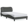 vidaXL Cadre de lit sans matelas Hvar gris fonc&eacute; 100x200 cm tissu