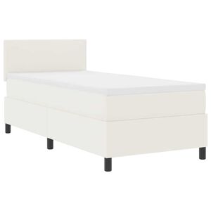 vidaXL Lit &agrave; ressorts avec t&ecirc;te de lit Cr&egrave;me et Blanc 100 x 200 cm
