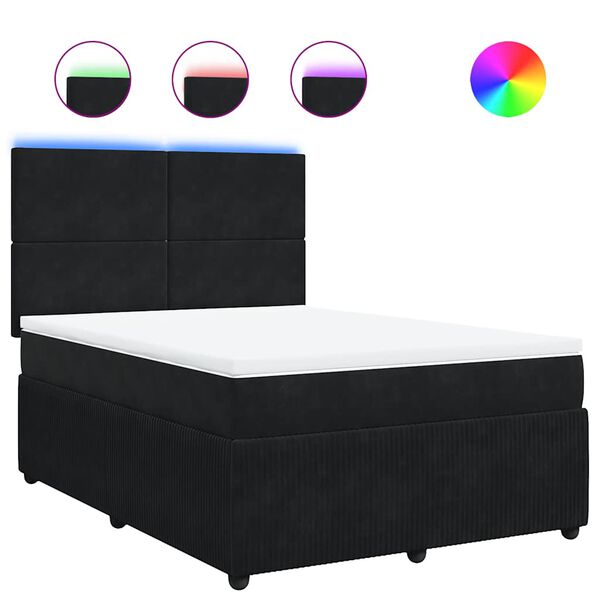 vidaXL Sommier &agrave; lattes de lit avec matelas Noir 140x200 cm Velours