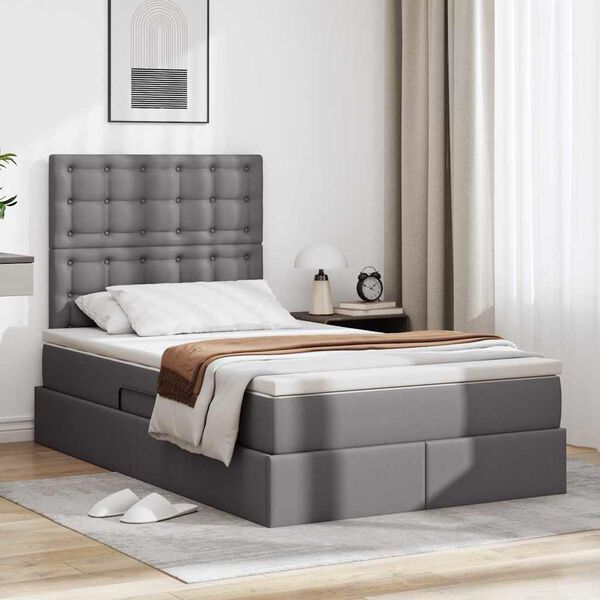 vidaXL Lit de Rangement Gris 120 x 190 cm Cuir synthétique