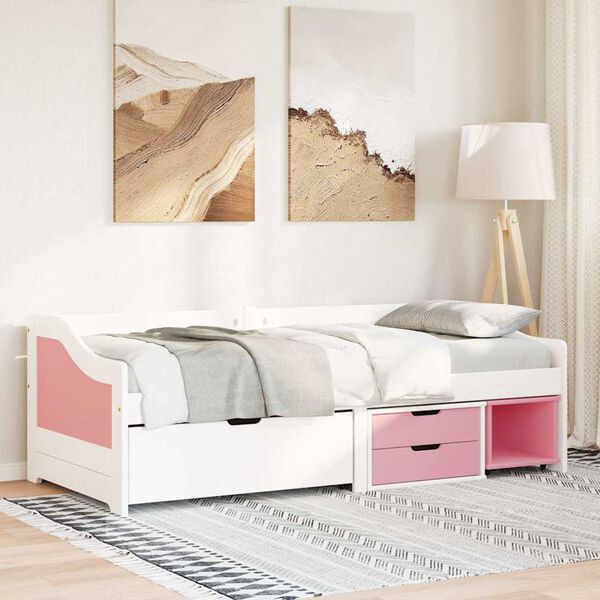 vidaXL Lit de jour et 3 tiroirs sans matelas IRUN blanc rose 90x200 cm