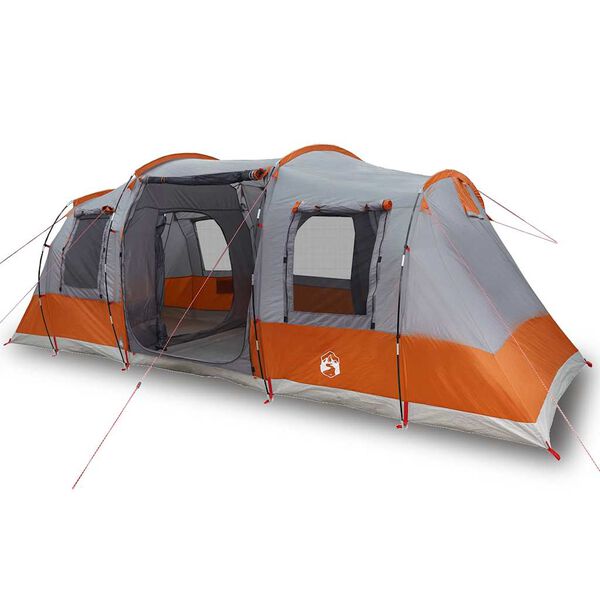 vidaXL Tente de camping tunnel 4 personnes gris et orange imperm&eacute;able