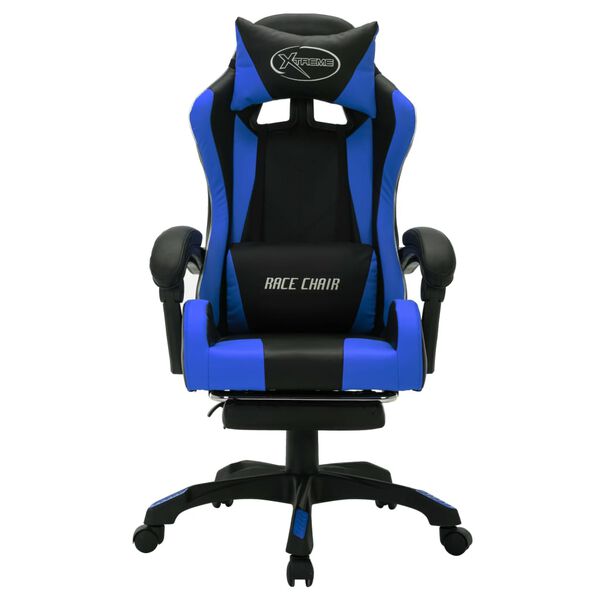 vidaXL Fauteuil de jeux vidéo avec LED RVB Bleu et noir Similicuir