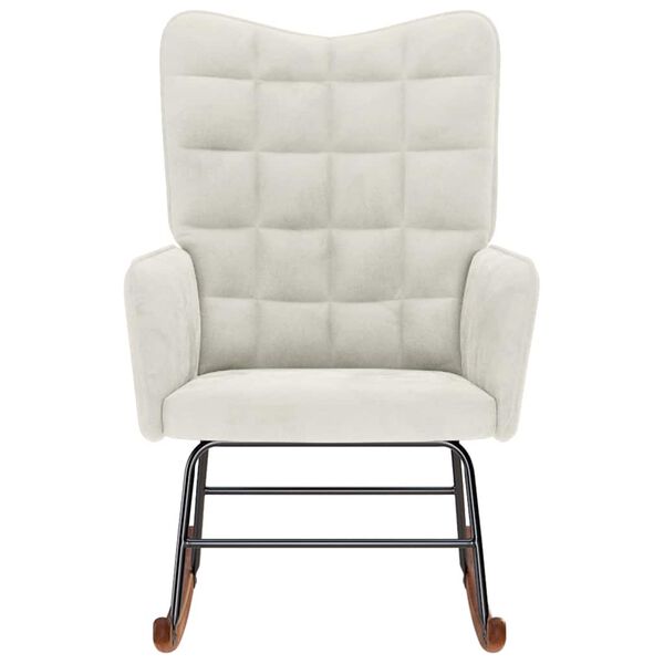 vidaXL Chaise &agrave; bascule Cr&egrave;me Velours