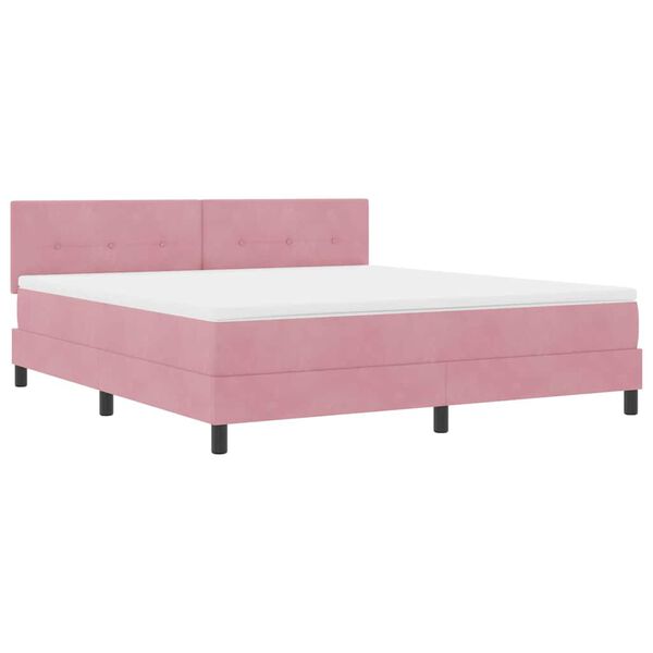 vidaXL Lit &agrave; ressorts avec matelas Rose 180 x 200 cm Velours