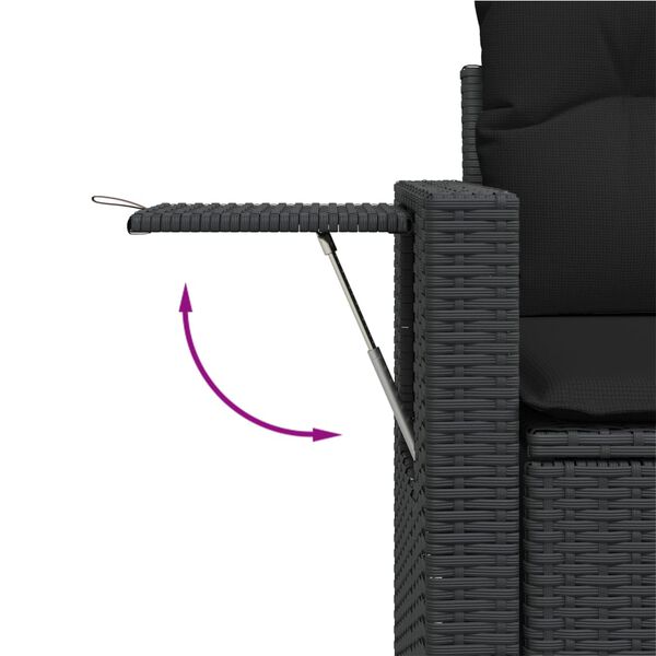vidaXL Salon de jardin 6 pcs avec coussins noir r&eacute;sine tress&eacute;e