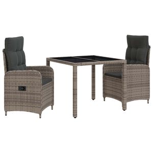 vidaXL Ensemble de repas ext&eacute;rieur 3 pc Gris clair et gris fonc&eacute;
