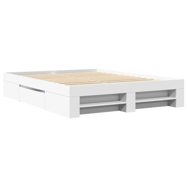 vidaXL Cadre de lit sans matelas blanc 160x200 cm bois d'ing&eacute;nierie