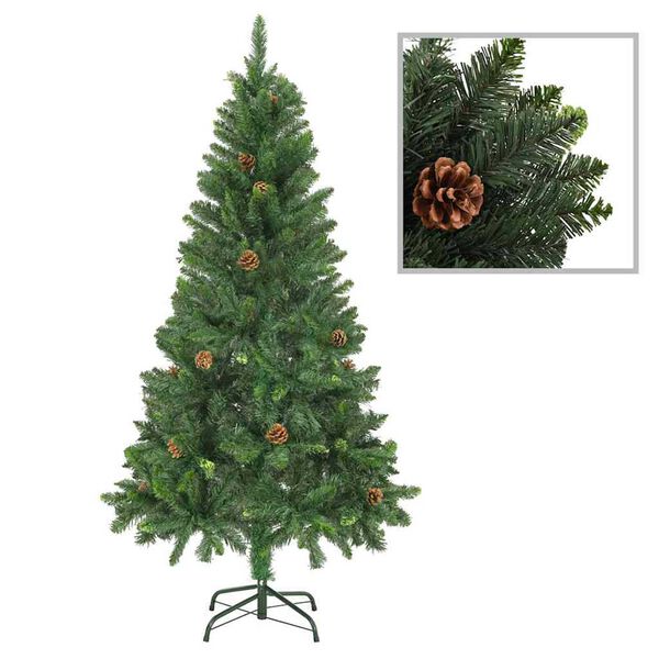 vidaXL Arbre de No&euml;l artificiel pr&eacute;-&eacute;clair&eacute;/boules pommes de pin 150cm