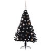 vidaXL Sapin de No&euml;l artificiel pr&eacute;-&eacute;clair&eacute; Noir 150 cm PVC