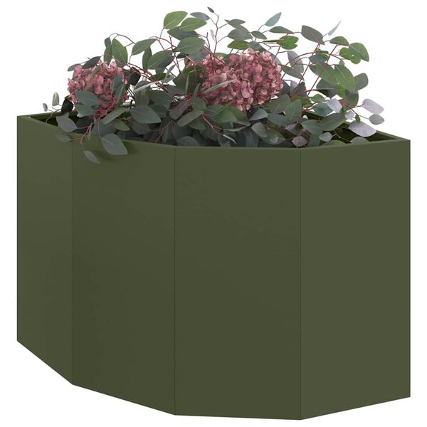 vidaXL Jardinière d'Angle Vert olive 60 x 60 x 50 cm Acier