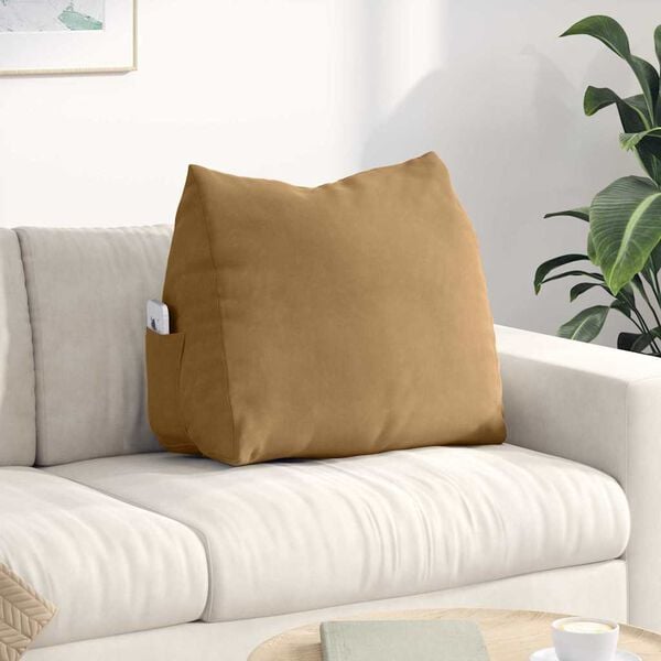 vidaXL Coussin de Dos Marron 60 x 20 x 50 cm Tissu en velours c&ocirc;tel&eacute;