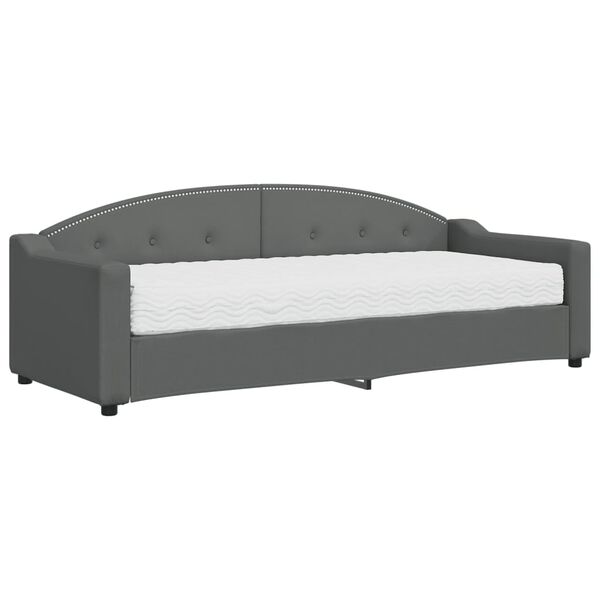 vidaXL Lit de jour avec matelas gris foncé 80x200 cm tissu