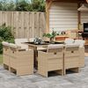 vidaXL Ensemble &agrave; manger de jardin et coussins 9 pcs beige Poly rotin