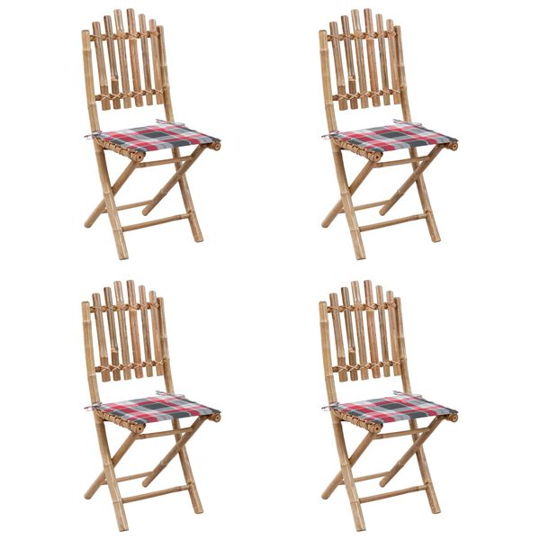 vidaXL Mobilier à dîner d'extérieur pliable 5 pcs avec coussins bambou