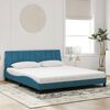 vidaXL Lit avec matelas Hanko bleu 180x200 cm velours