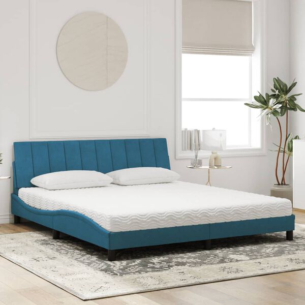 vidaXL Lit avec matelas Hanko bleu 180x200 cm velours