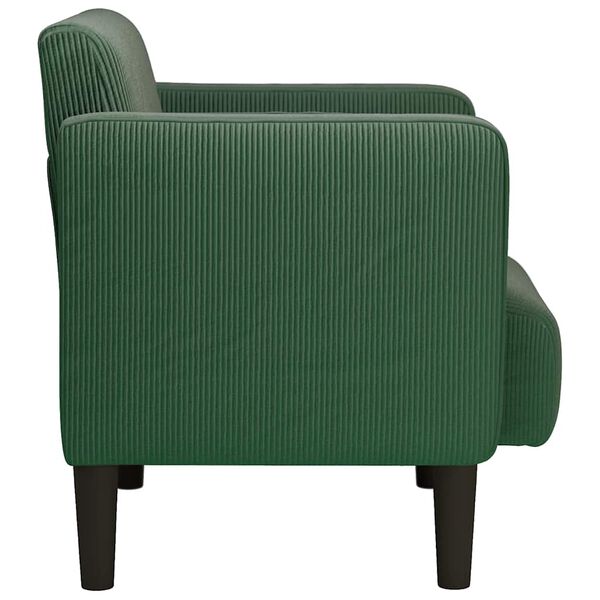vidaXL Canap&eacute;-chaise accoudoirs vert fonc&eacute; 54 cm tissu velours c&ocirc;tel&eacute;