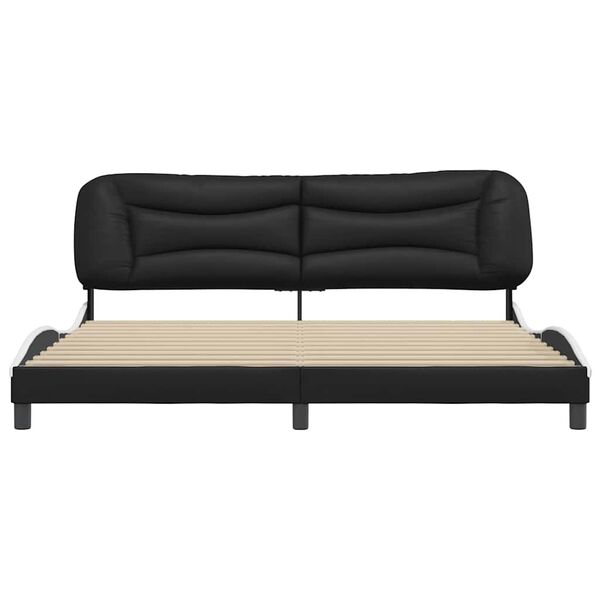 vidaXL Cadre de lit sans matelas Hvar noir et blanc 200x200 cm similicuir