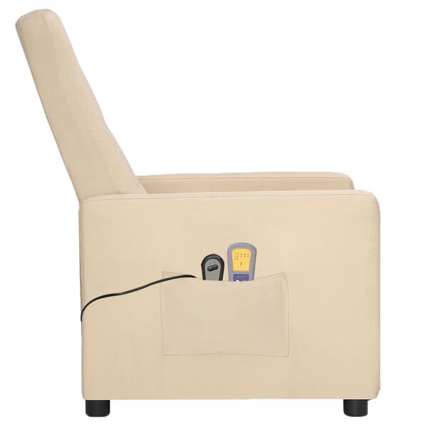 vidaXL Fauteuil électrique de massage Crème Tissu