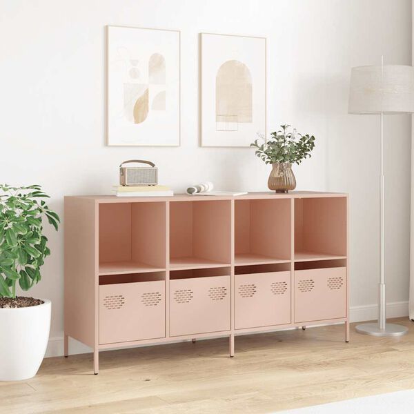 vidaXL Buffet rose 135x39x73,5 cm acier lamin&eacute; &agrave; froid