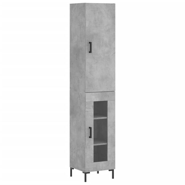 vidaXL Buffet haut Gris b&eacute;ton 34,5x34x180 cm Bois d'ing&eacute;nierie