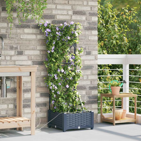 vidaXL Cache-pot de jardin Gris 40 x 40 x 126 cm Plastique