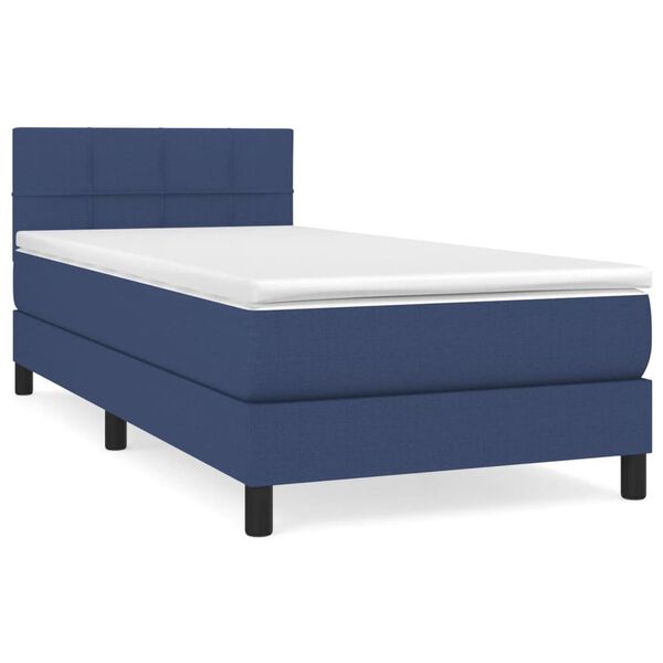 vidaXL Sommier &agrave; lattes de lit avec matelas Bleu 80x200 cm Tissu