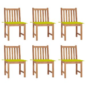vidaXL Chaises de jardin lot de 6 avec coussins Bois de teck massif