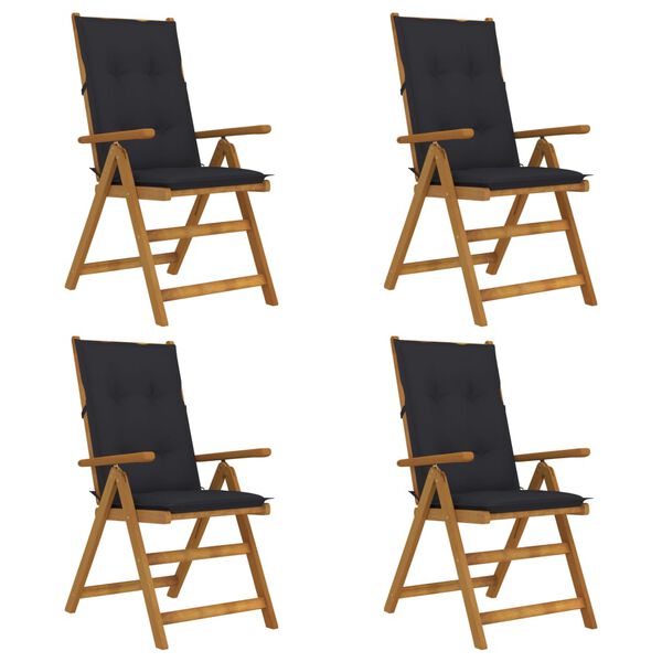 vidaXL Chaises inclinables de jardin lot de 4 et coussins Bois acacia