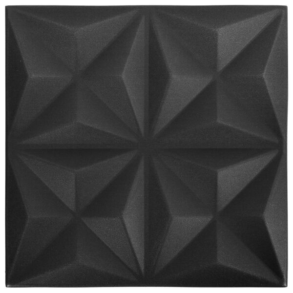 vidaXL Panneaux muraux 24 pcs Origami Noir 50 x 50 cm Mousse XPS